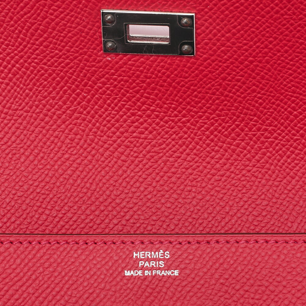 HERMES Kelly Wallet Epson 2-fold Long Wallet Rouge Kazak Silver-Tone Hardware, Pre-Owned