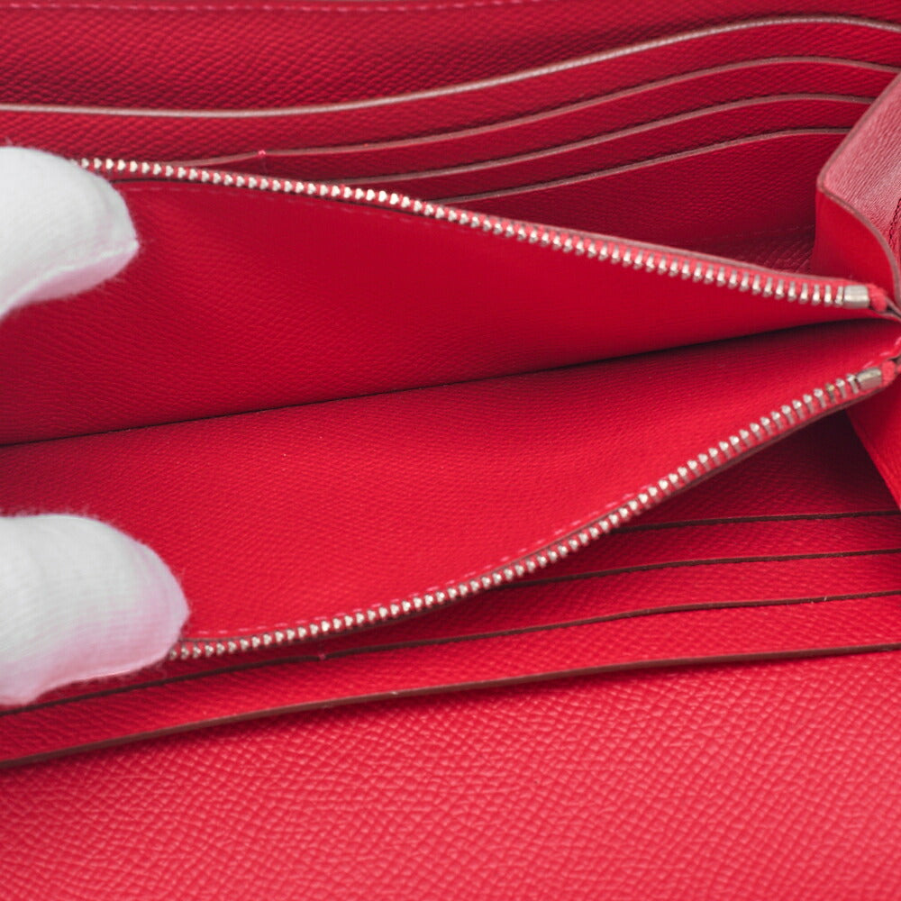 HERMES Kelly Wallet Epson 2-fold Long Wallet Rouge Kazak Silver-Tone Hardware, Pre-Owned