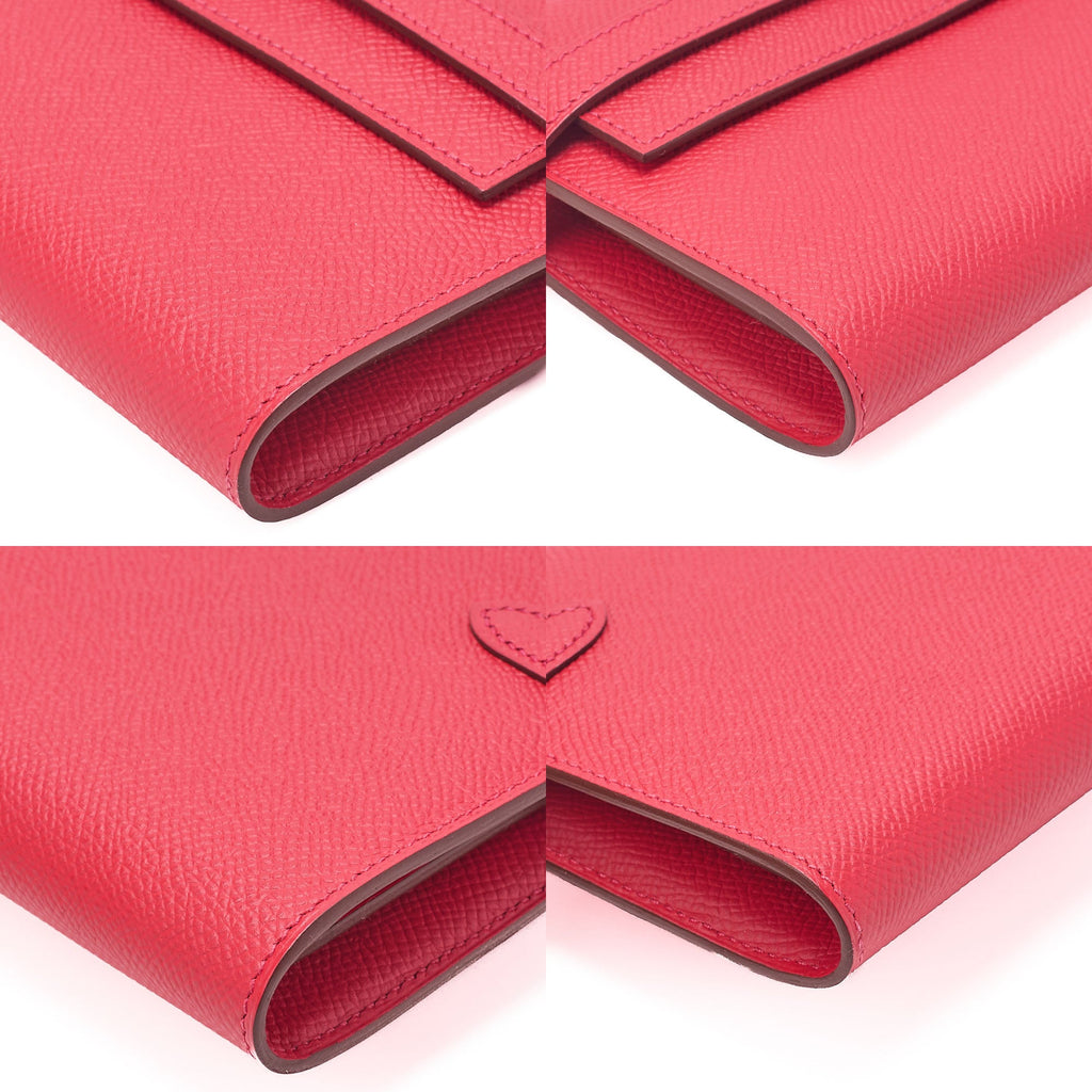 HERMES Kelly Wallet Epson 2-fold Long Wallet Rouge Kazak Silver-Tone Hardware, Pre-Owned