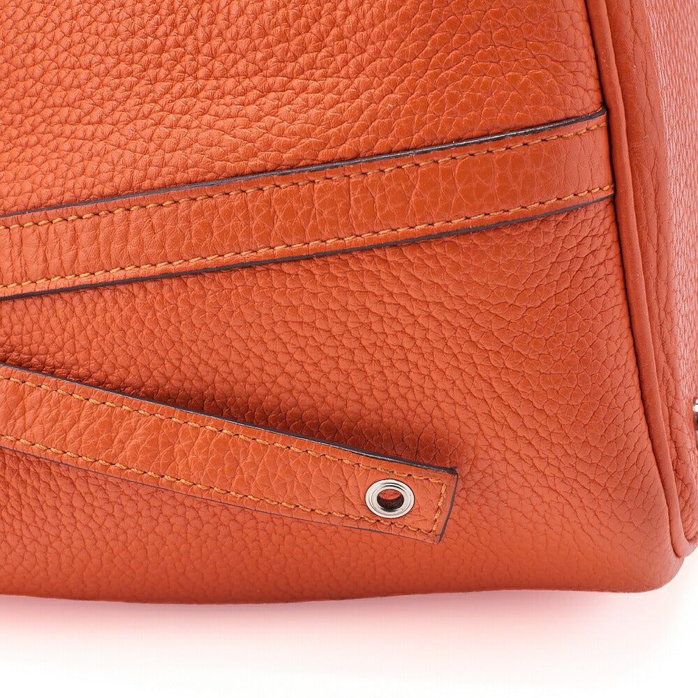 HERMES Picotan Lock MM Handbag Tryon Clemence Orange Poppy Silver-Tone Hardware, Pre-Owned