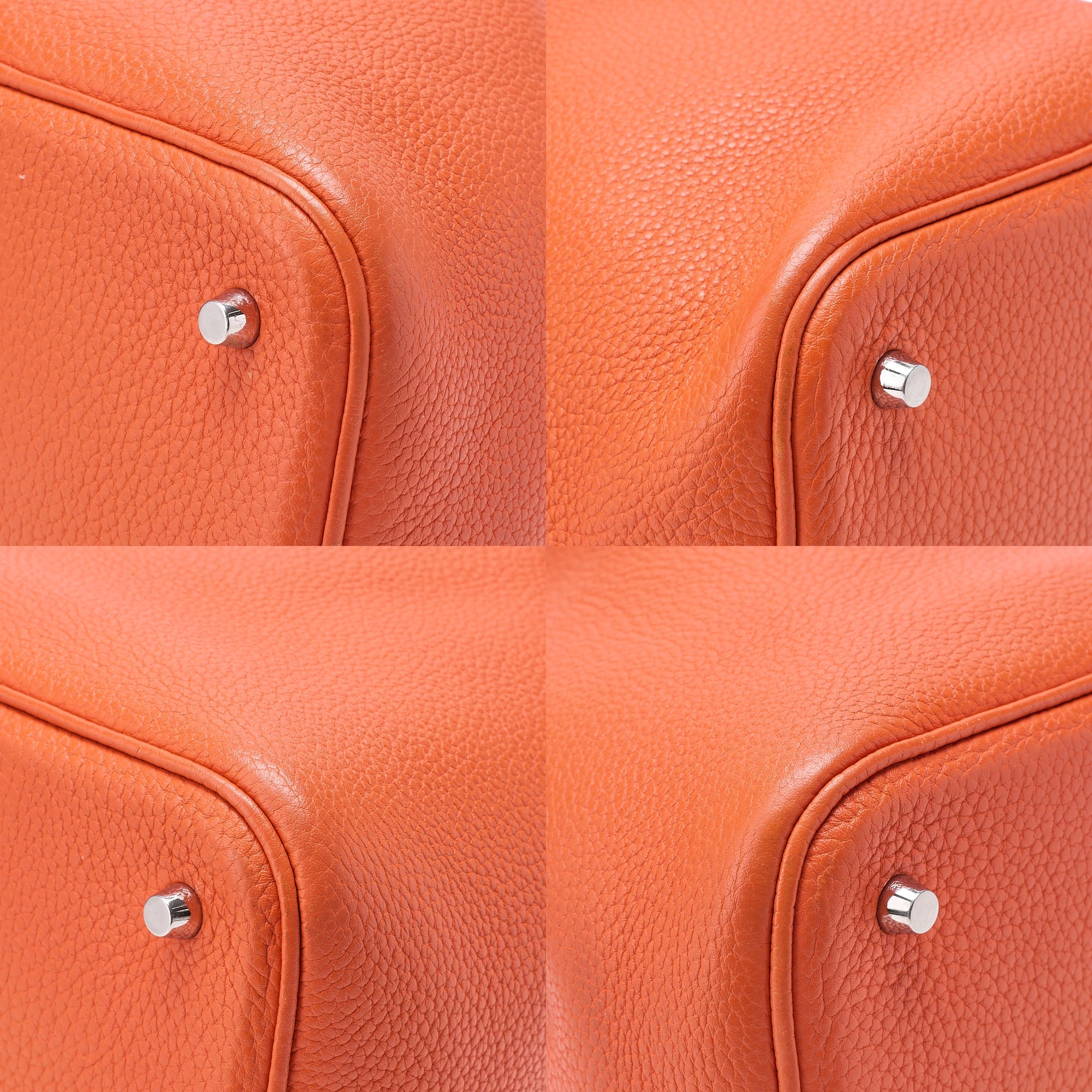 HERMES Picotan Lock MM Handbag Tryon Clemence Orange Poppy Silver-Tone Hardware, Pre-Owned