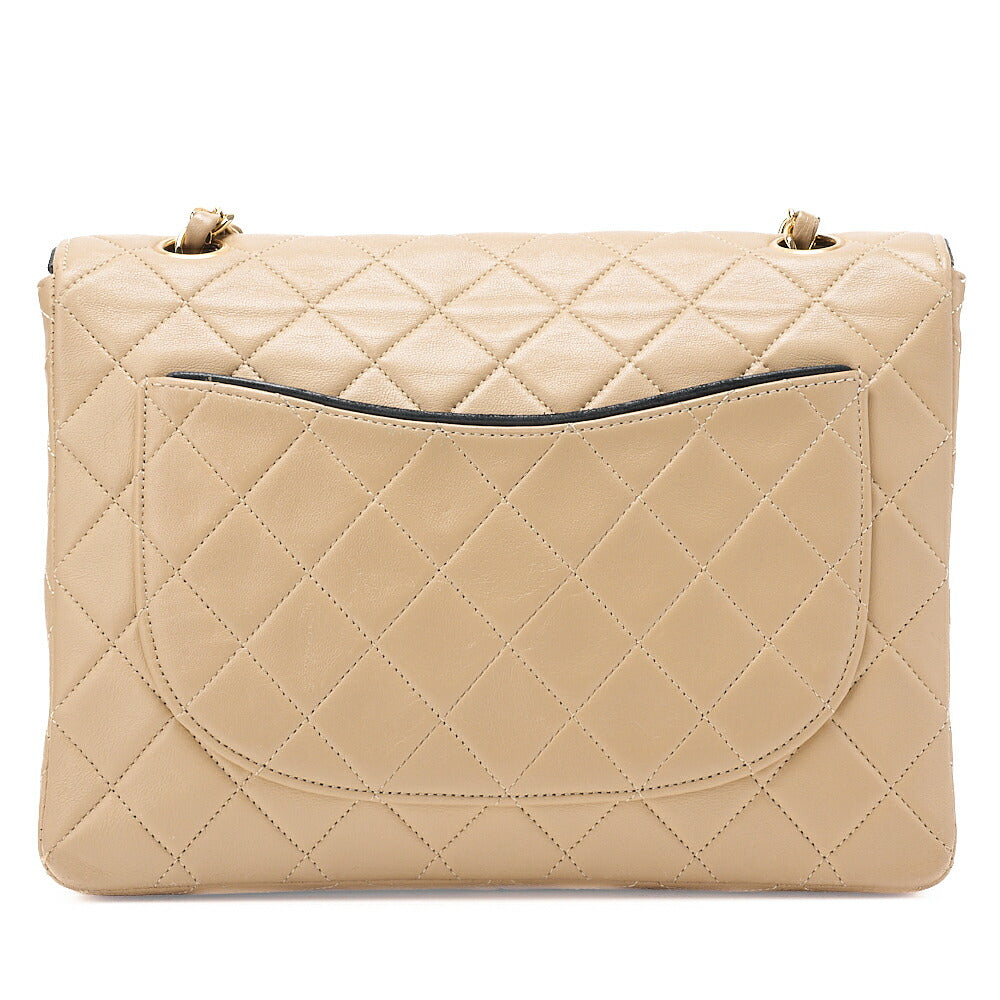 CHANEL Matelasse Single Flap Chain Shoulder Beige x Black Gold-Tone Hardware, Pre-Owned