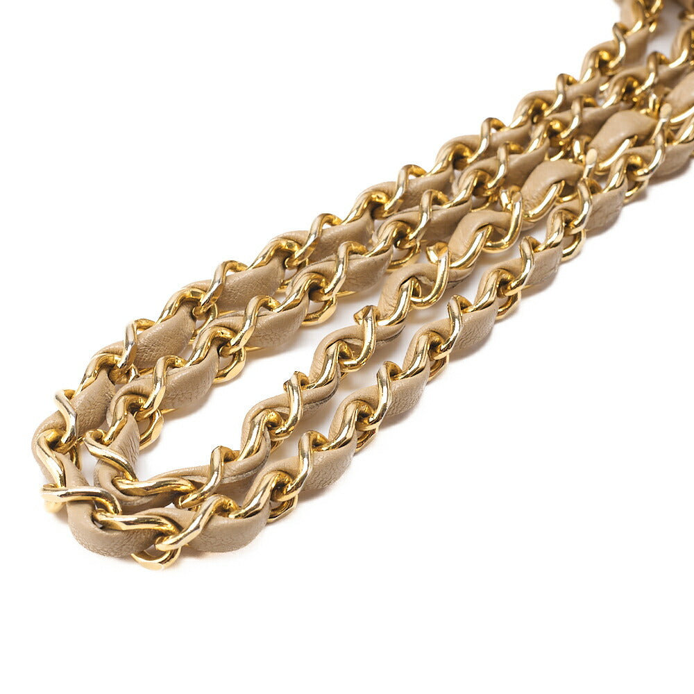 CHANEL Matelasse Single Flap Chain Shoulder Beige x Black Gold-Tone Hardware, Pre-Owned