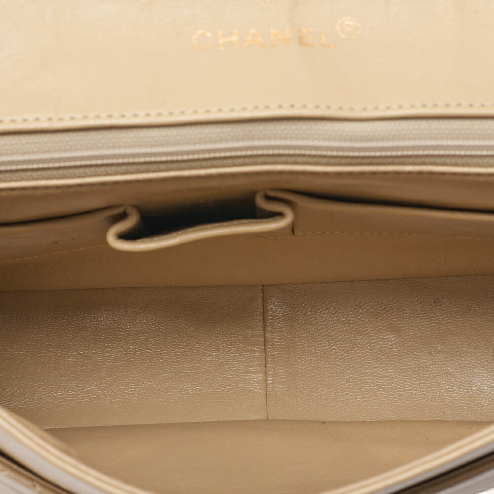 CHANEL Matelasse Single Flap Chain Shoulder Beige x Black Gold-Tone Hardware, Pre-Owned