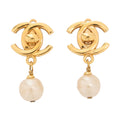 CHANEL Earrings Cocomark 96P GP x Faux Pearl Gold Gold Plated-Tone Hardware, Pre-Owned