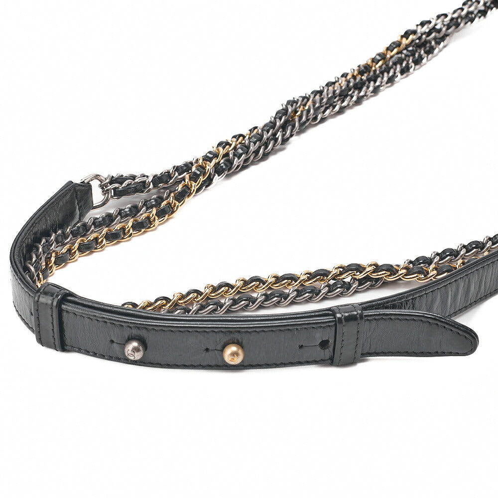 CHANEL Chain Shoulder Bag Matelasse Gabrielle de Vintage Calf Black x Gold Silver x Gold-Tone Hardware, Pre-Owned