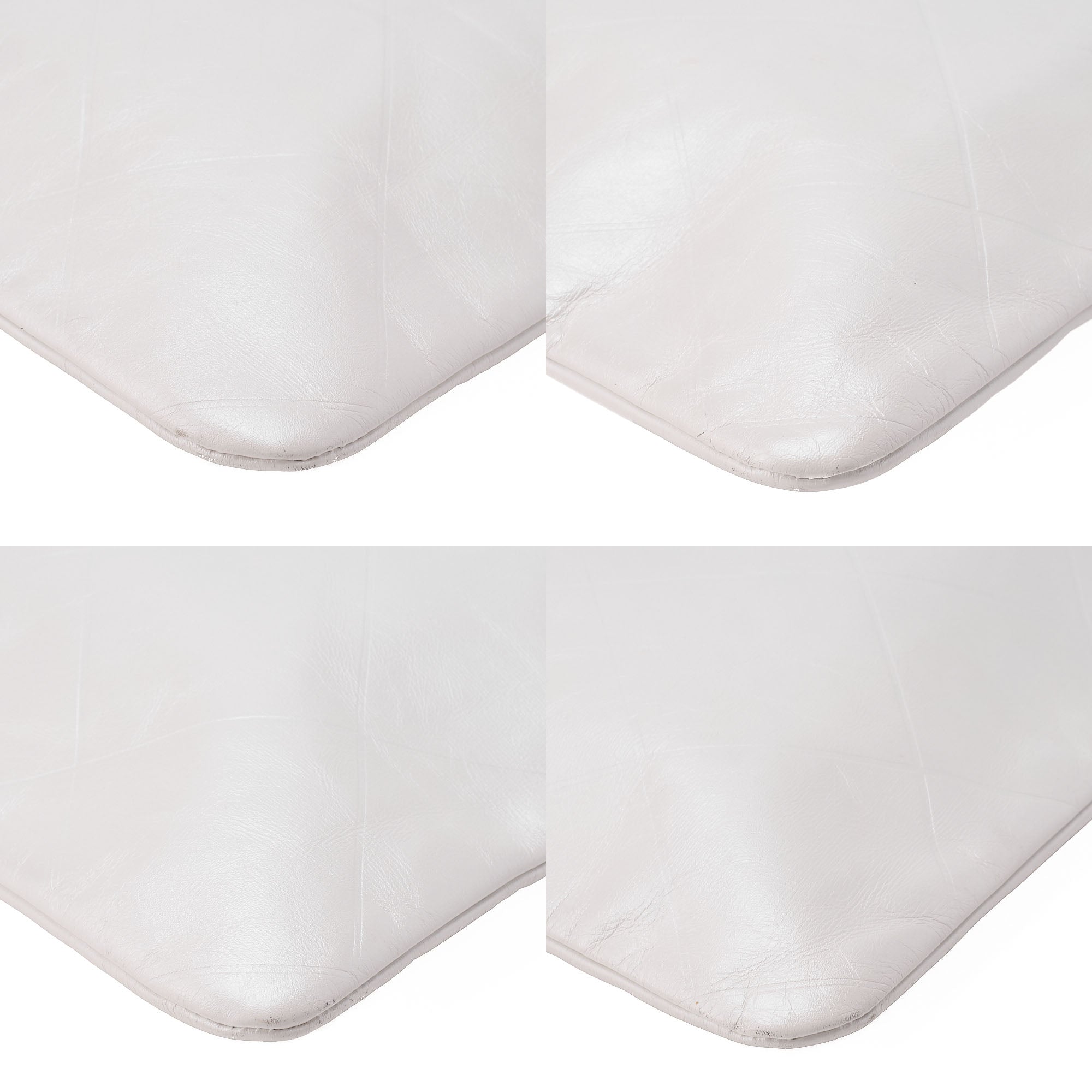 CHANEL Leather Matelasse Hand Coco Mark Fittings Party Bag Pearl White Silver-Tone Hardware, Pre-Owned