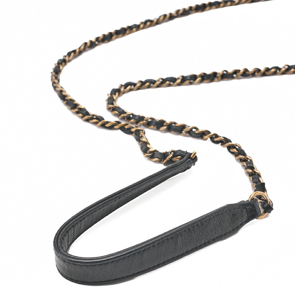 CHANEL Lambskin V-Stitch Chevron Diamond Coco Mark Chain Shoulder Black Gold-Tone Hardware, Pre-Owned