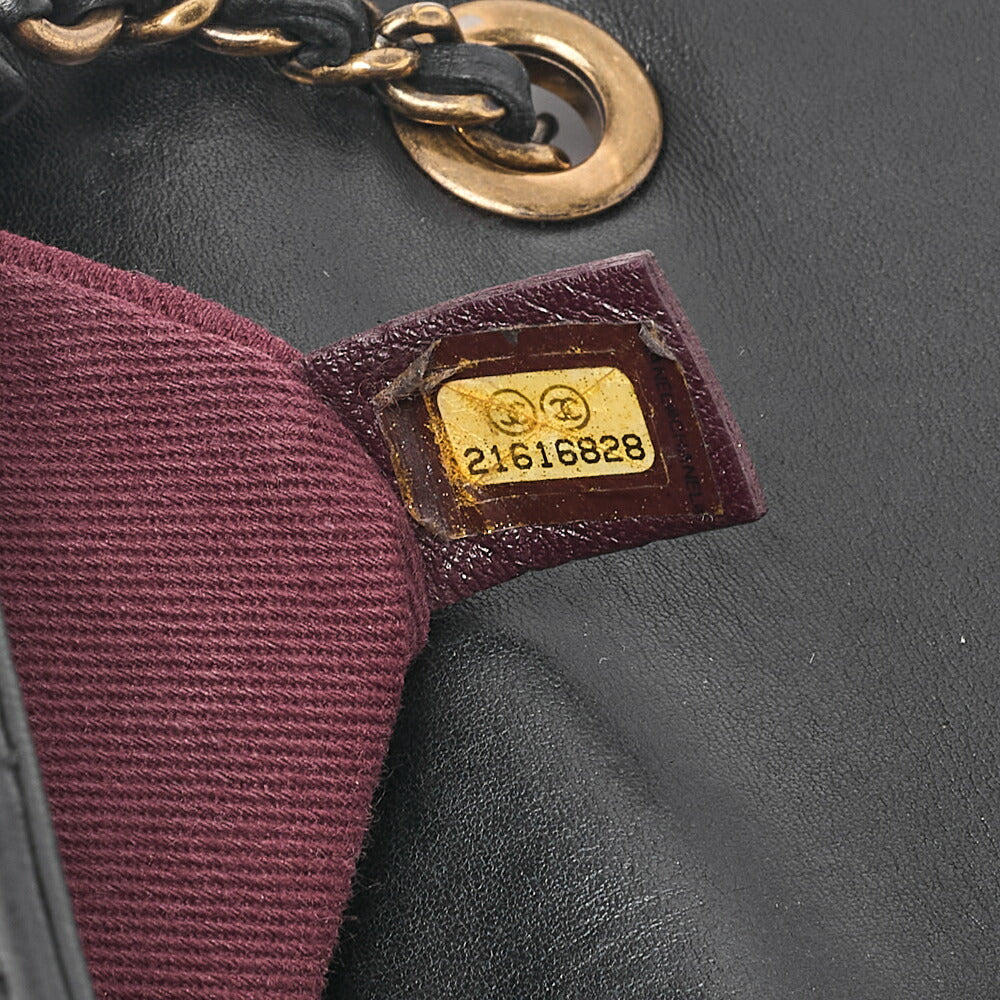 CHANEL Lambskin V-Stitch Chevron Diamond Coco Mark Chain Shoulder Black Gold-Tone Hardware, Pre-Owned
