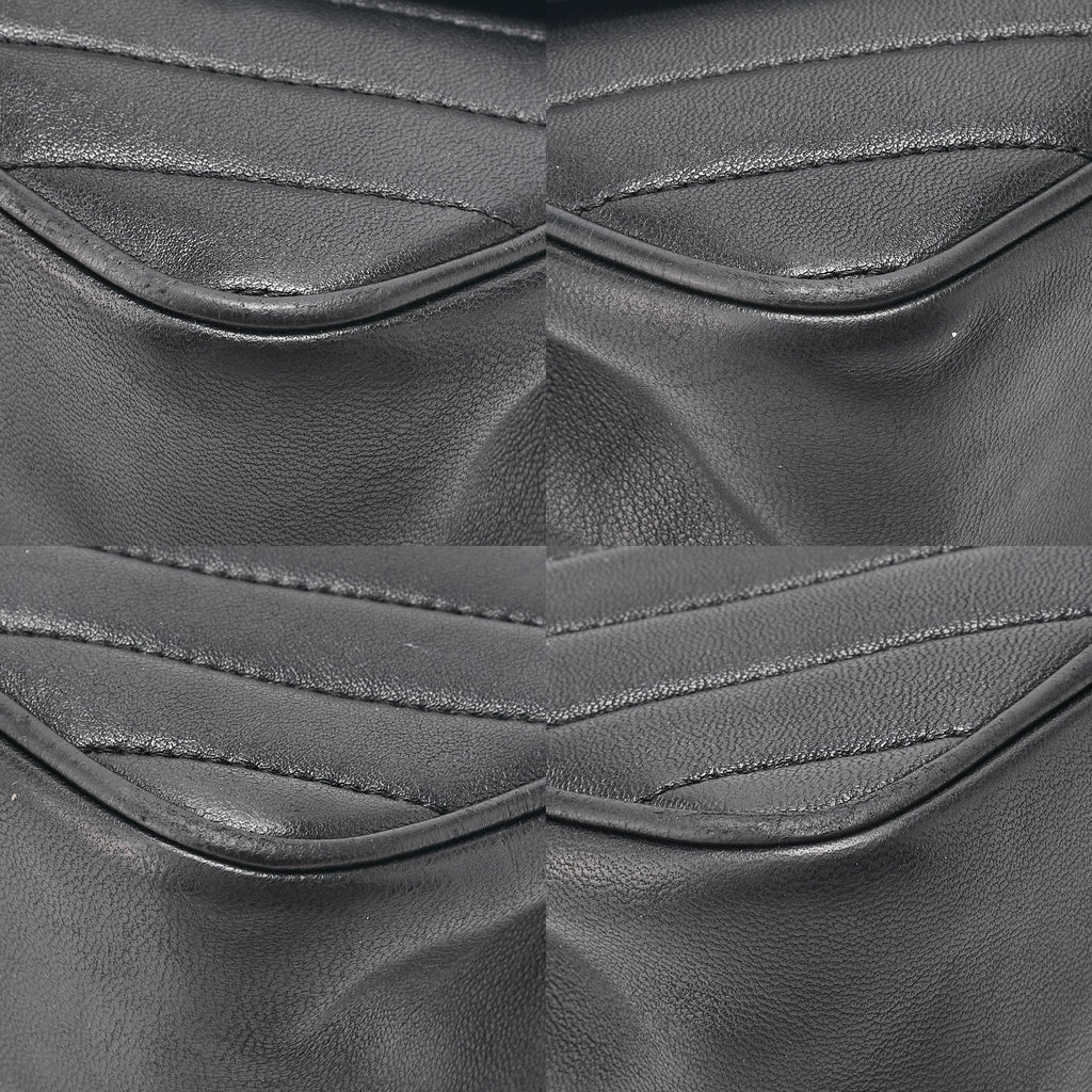 CHANEL Lambskin V-Stitch Chevron Diamond Coco Mark Chain Shoulder Black Gold-Tone Hardware, Pre-Owned