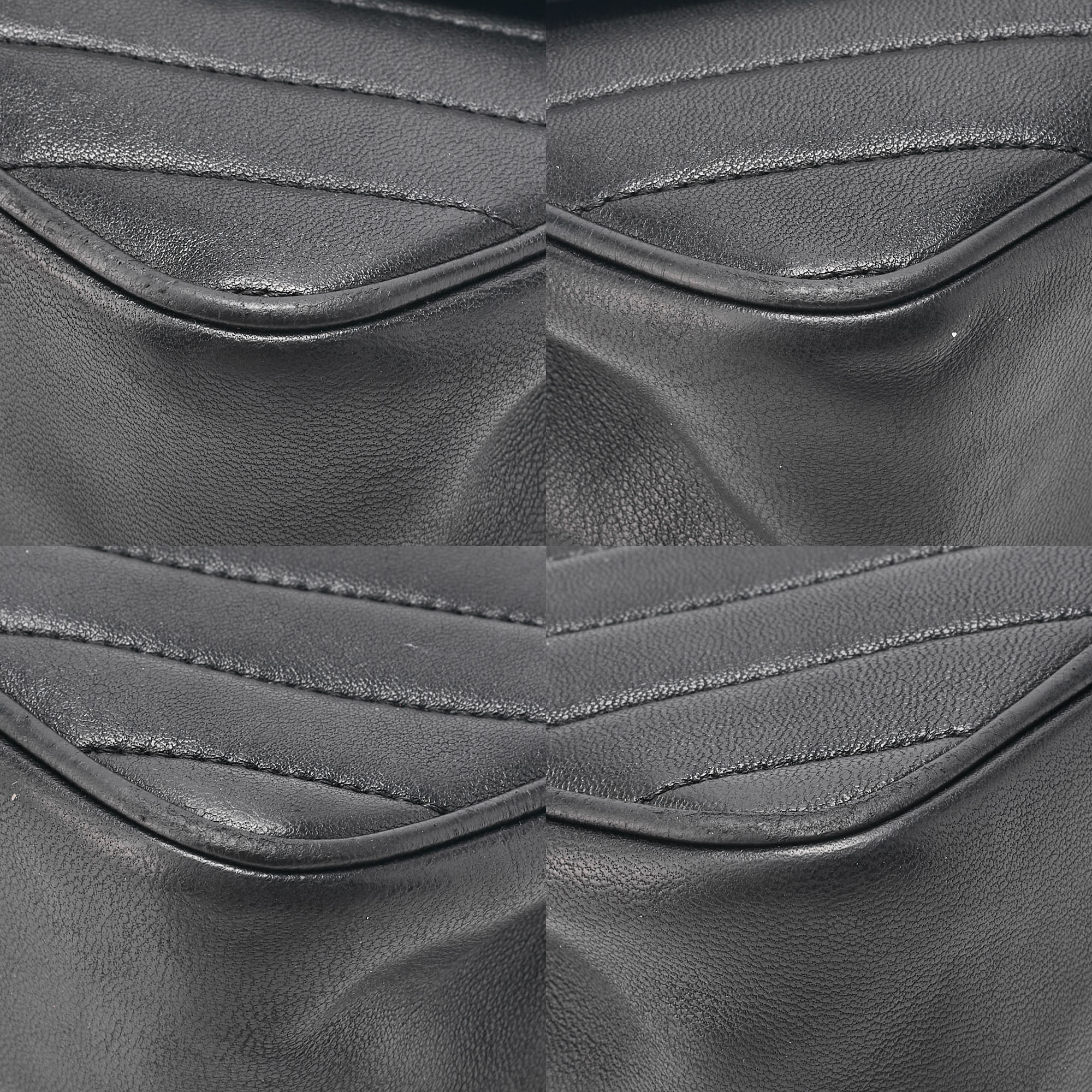 CHANEL Lambskin V-Stitch Chevron Diamond Coco Mark Chain Shoulder Black Gold-Tone Hardware, Pre-Owned