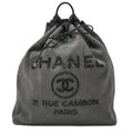 CHANEL Denim Deauville Drawstring Backpack Denim x Black Silver-Tone Hardware, Pre-Owned