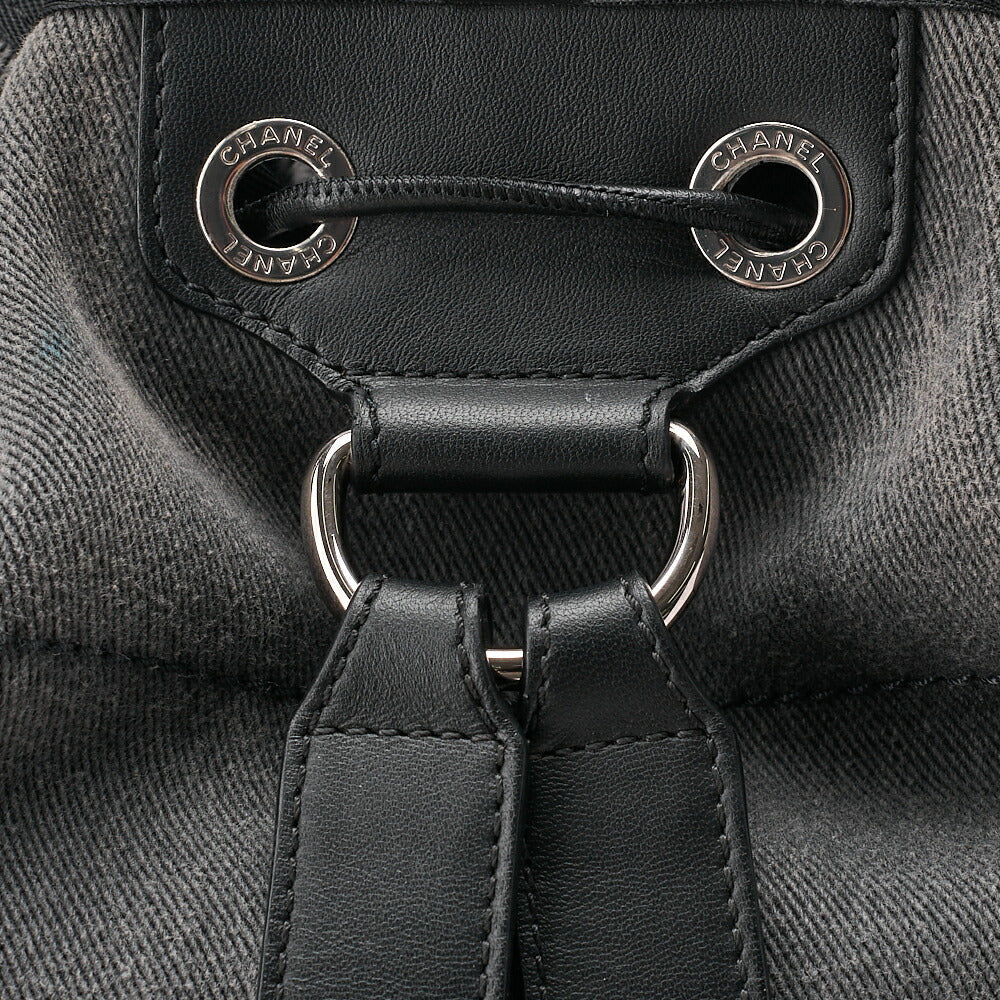 CHANEL Denim Deauville Drawstring Backpack Denim x Black Silver-Tone Hardware, Pre-Owned