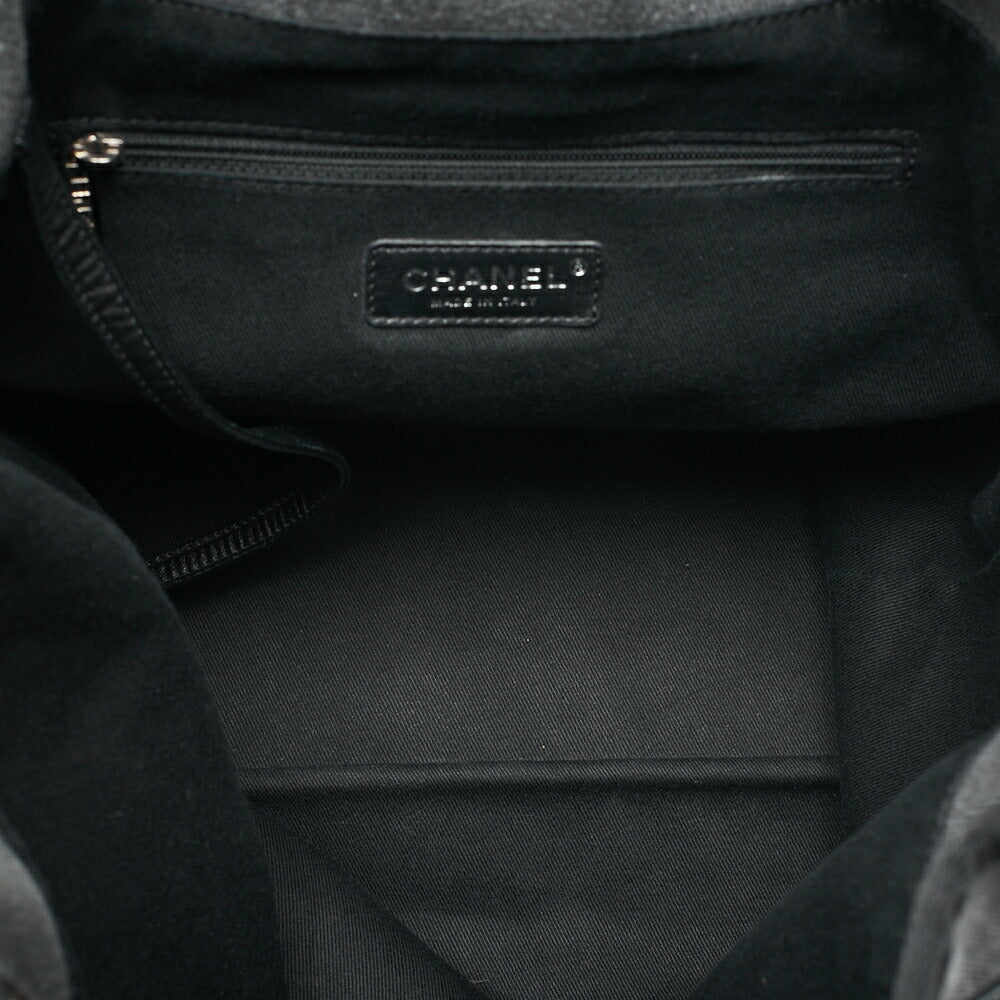CHANEL Denim Deauville Drawstring Backpack Denim x Black Silver-Tone Hardware, Pre-Owned