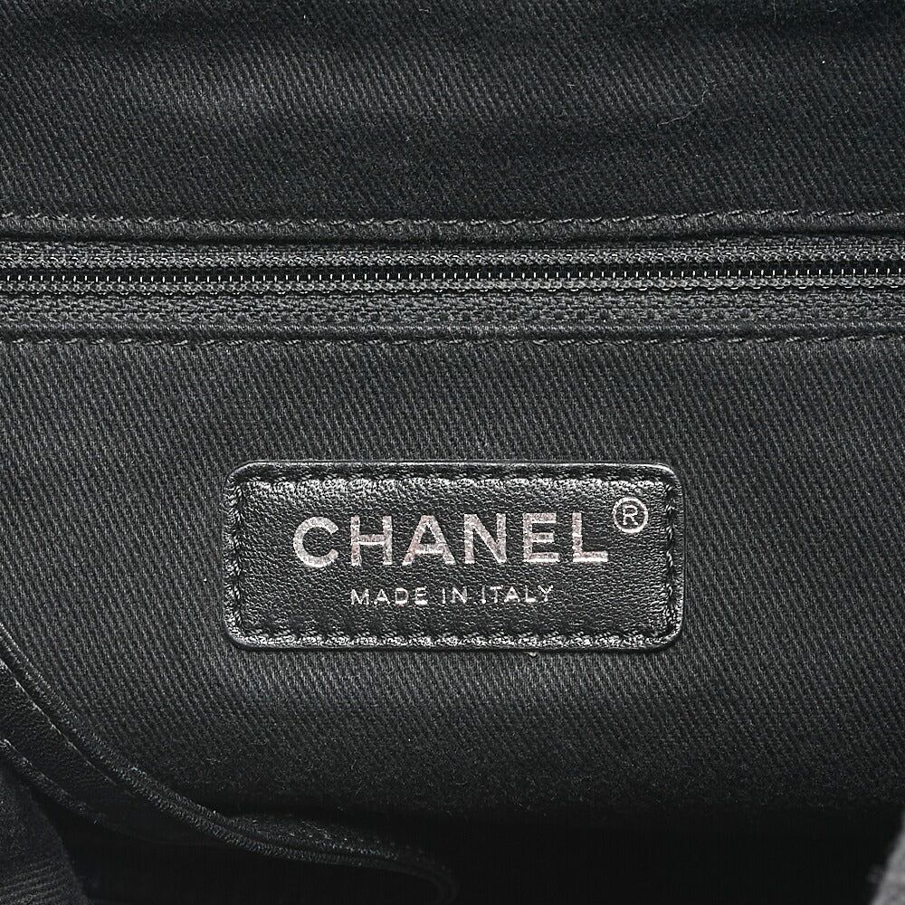CHANEL Denim Deauville Drawstring Backpack Denim x Black Silver-Tone Hardware, Pre-Owned