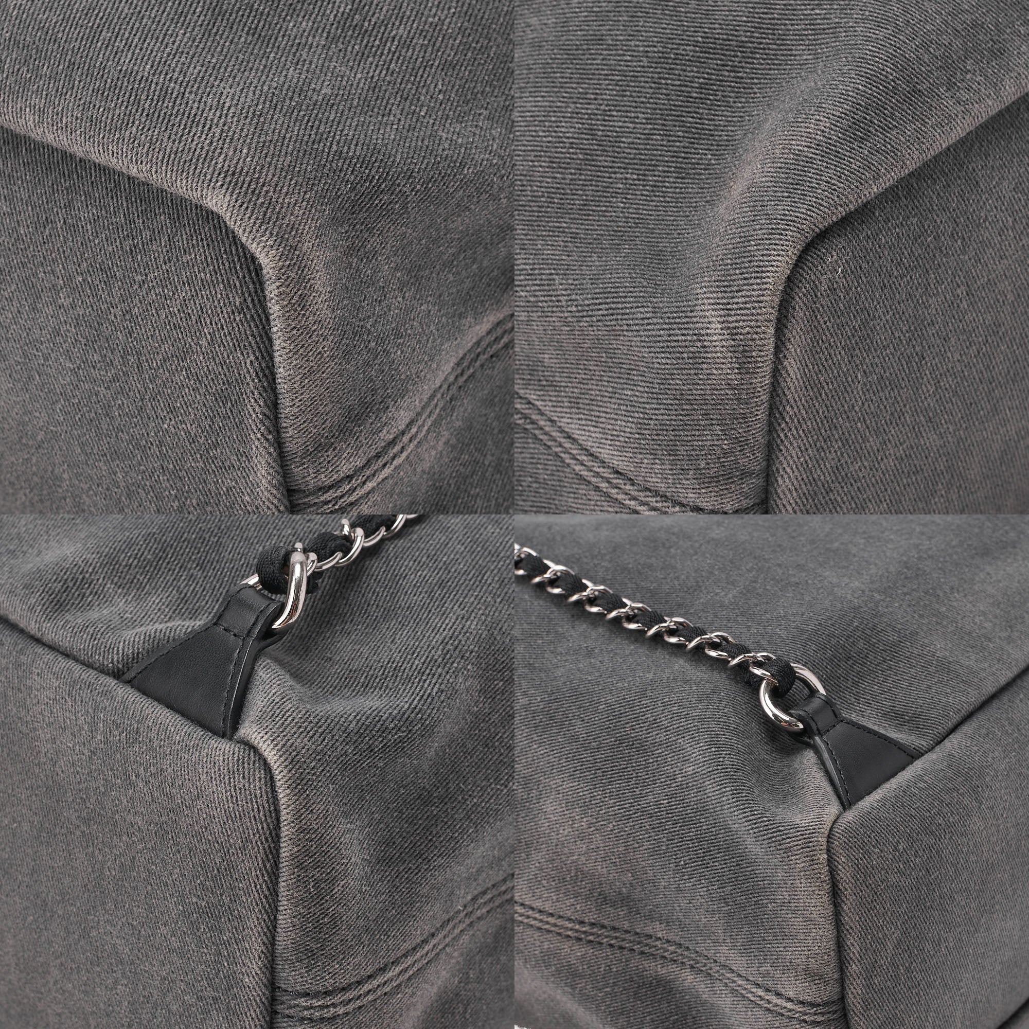 CHANEL Denim Deauville Drawstring Backpack Denim x Black Silver-Tone Hardware, Pre-Owned