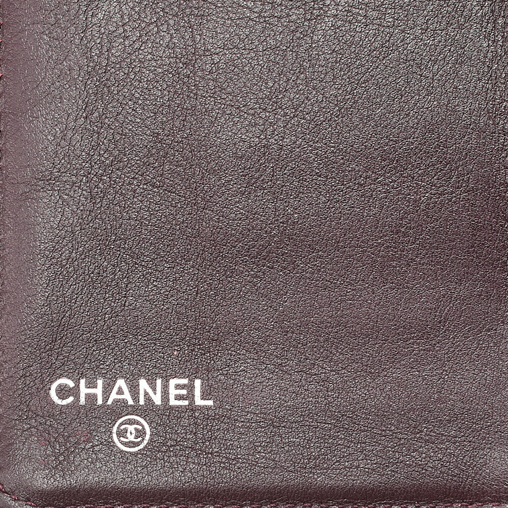CHANEL Caviar Skin Matelasse Bi-Fold Long Wallet Black Silver-Tone Hardware, Pre-Owned