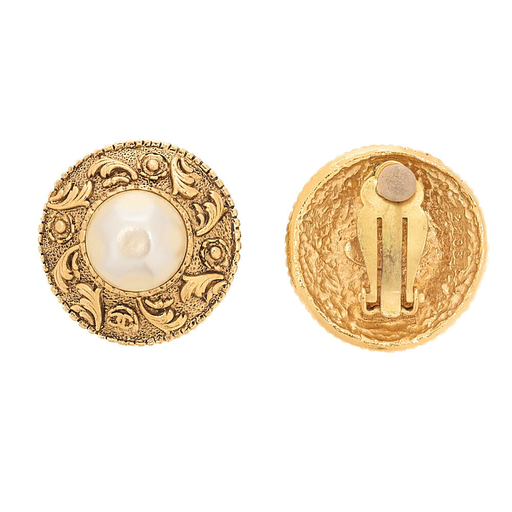 CHANEL Cocomark Faux Pearl Earrings 26 GP Gold Gold Plated-Tone Hardware, Pre-Owned