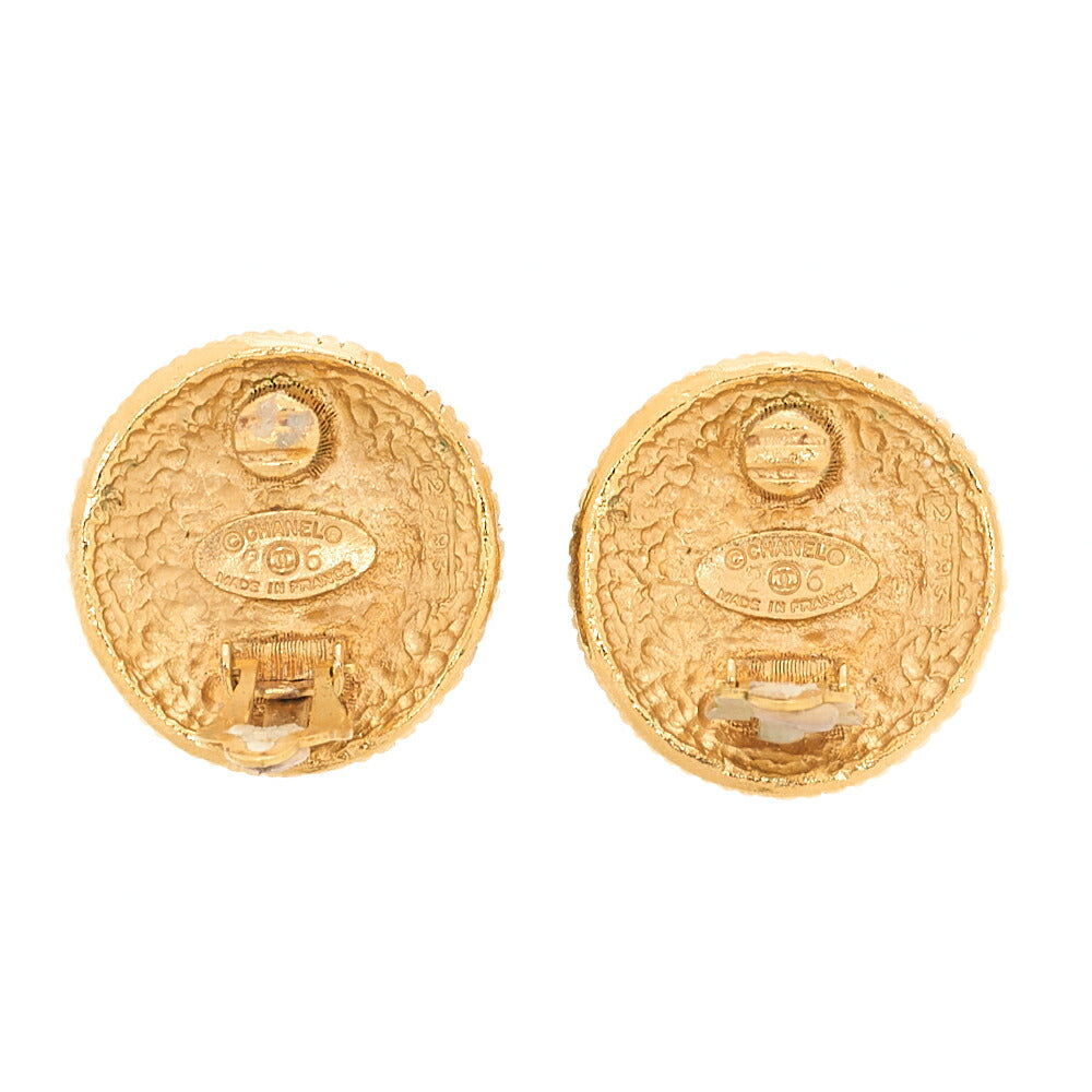 CHANEL Cocomark Faux Pearl Earrings 26 GP Gold Gold Plated-Tone Hardware, Pre-Owned