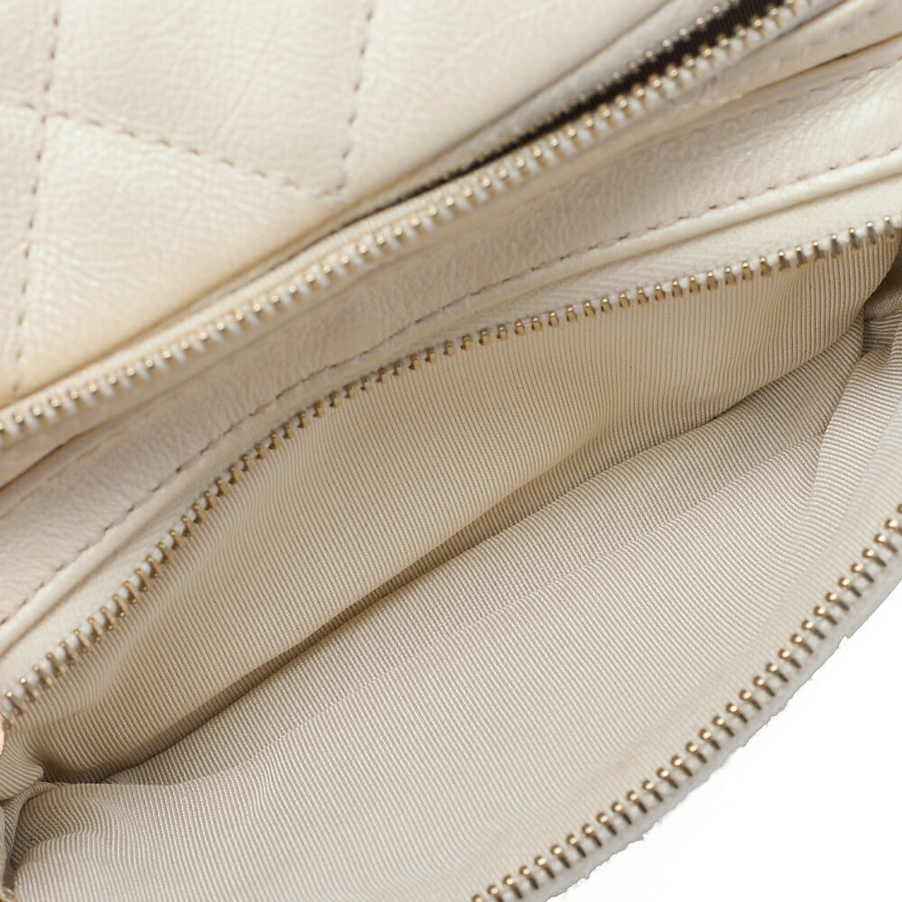 CHANEL Waist Bag 2way Matelasse Lambskin Pearl Ivory Gold-Tone Hardware, Pre-Owned