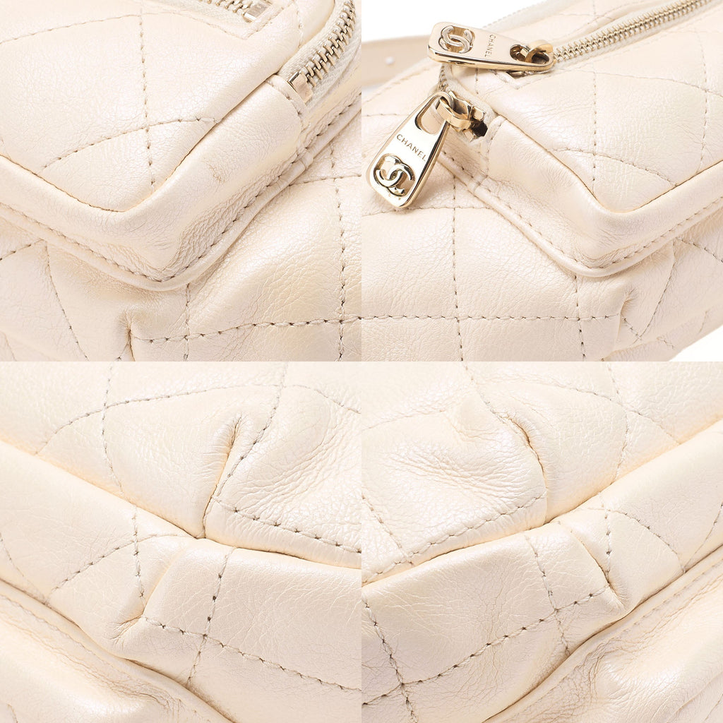 CHANEL Waist Bag 2way Matelasse Lambskin Pearl Ivory Gold-Tone Hardware, Pre-Owned