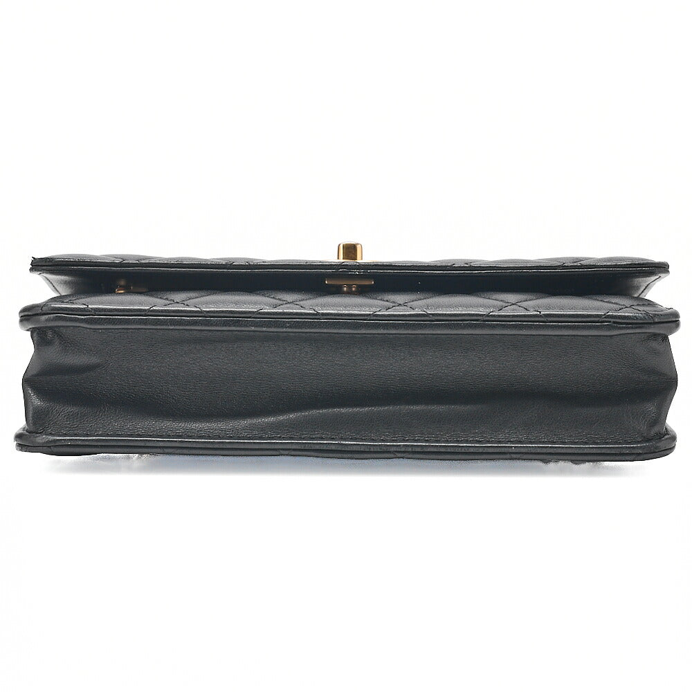 CHANEL Matelasse Camellia Ball Chain Wallet Lambskin Black Gold-Tone Hardware, Pre-Owned