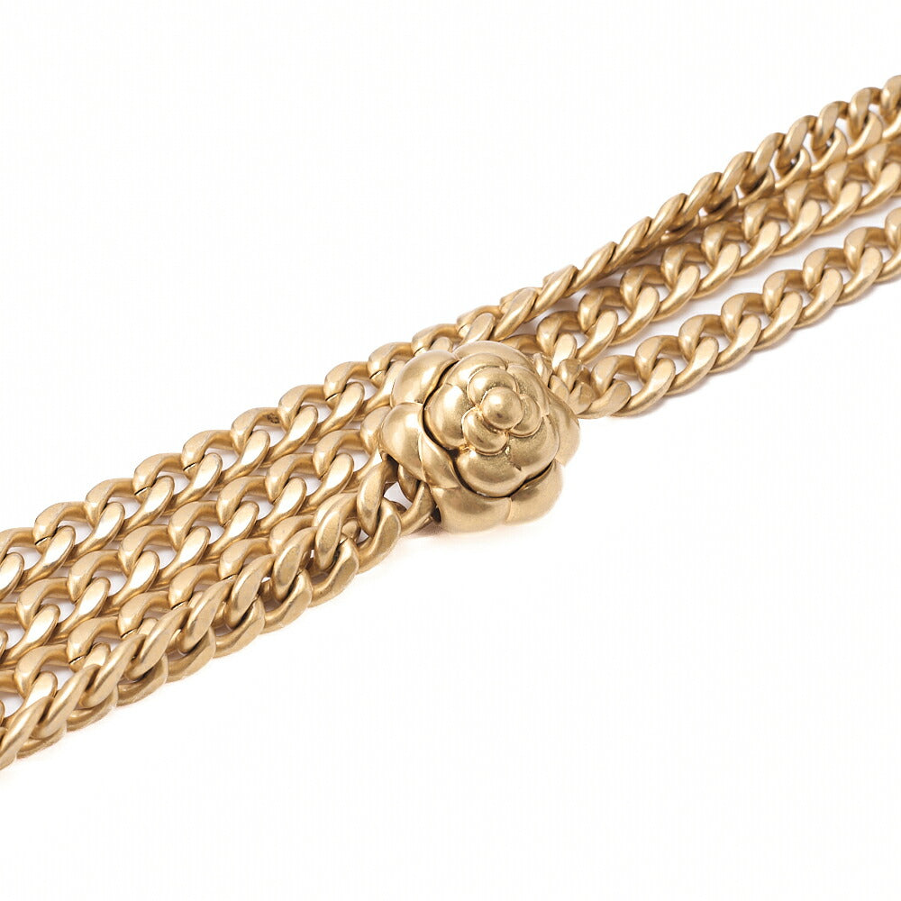 CHANEL Matelasse Camellia Ball Chain Wallet Lambskin Black Gold-Tone Hardware, Pre-Owned