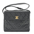 CHANEL Caviar Skin Matelasse Stolet Flap Shoulder Bag Black Gold-Tone Hardware, Pre-Owned