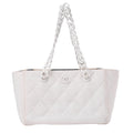 CHANEL Matelasse Coco Mark Chain Tote Straw x Plastic White Gold-Tone Hardware, Pre-Owned