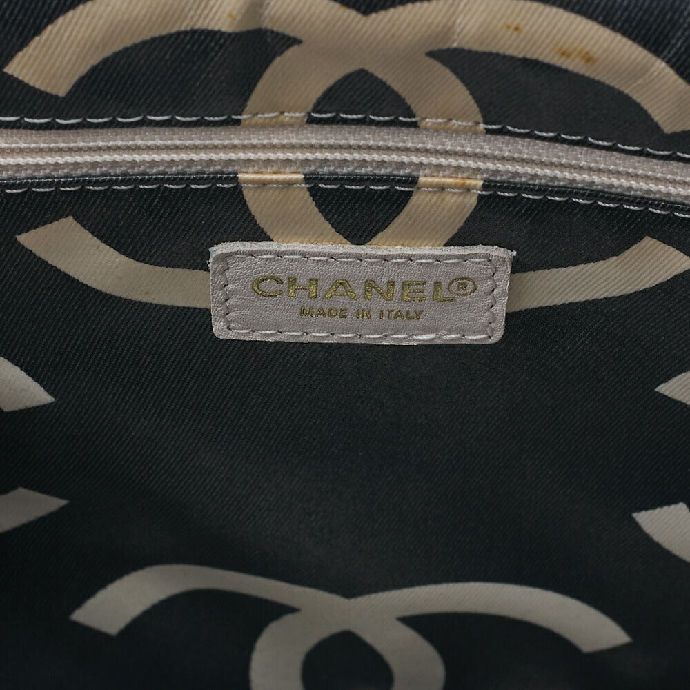 CHANEL Matelasse Coco Mark Chain Tote Straw x Plastic White Gold-Tone Hardware, Pre-Owned