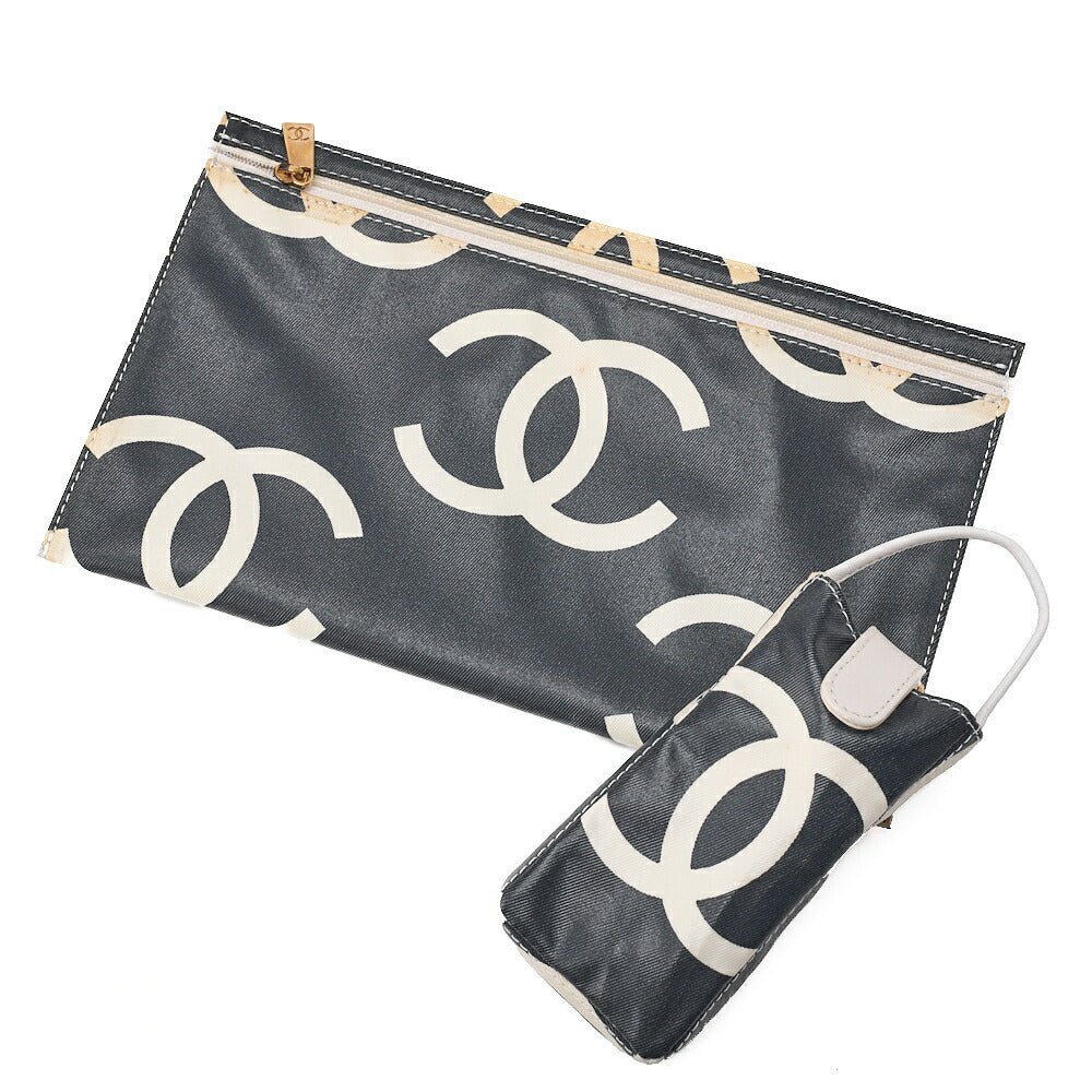 CHANEL Matelasse Coco Mark Chain Tote Straw x Plastic White Gold-Tone Hardware, Pre-Owned
