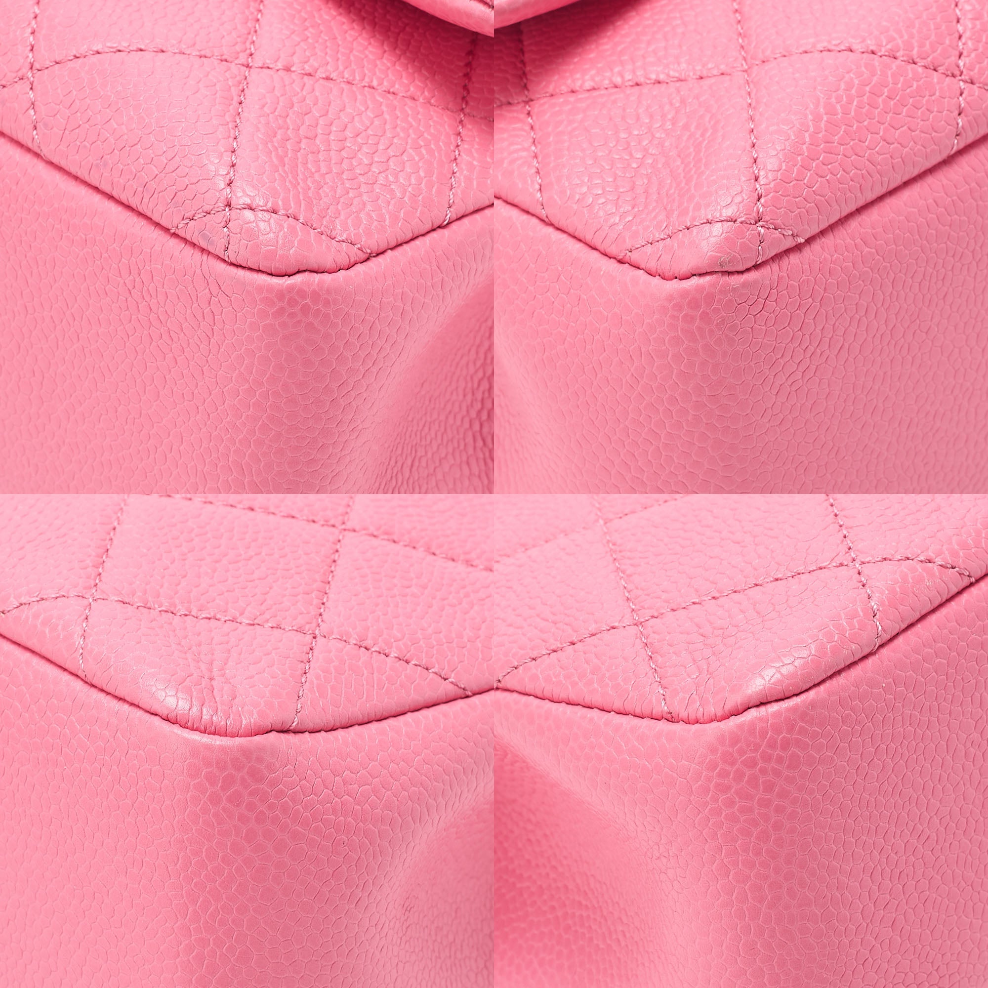 CHANEL Caviar Skin Mini Matelasse 18 Push Lock Pink Chain Shoulder Pink Pink-Tone Hardware, Pre-Owned