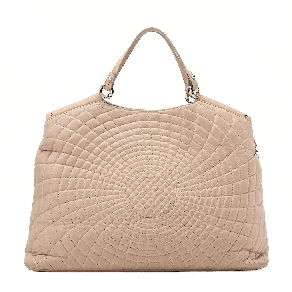 CHANEL Sparkle Leather Coco Mark 2WAY Chain Shoulder Beige Silver-Tone Hardware, Pre-Owned