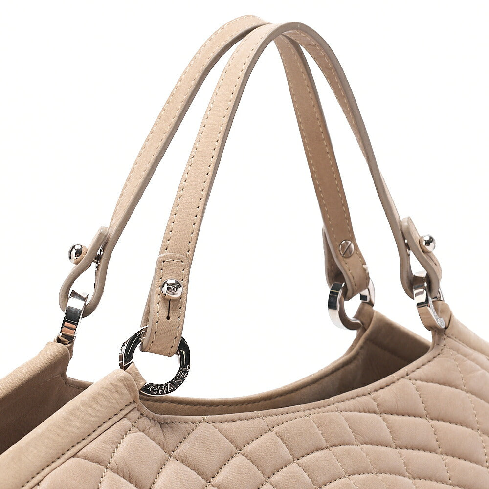 CHANEL Sparkle Leather Coco Mark 2WAY Chain Shoulder Beige Silver-Tone Hardware, Pre-Owned