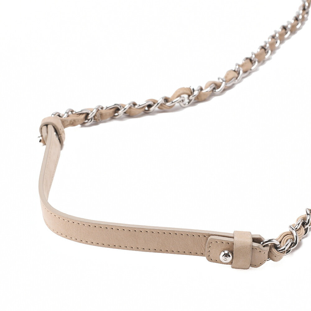 CHANEL Sparkle Leather Coco Mark 2WAY Chain Shoulder Beige Silver-Tone Hardware, Pre-Owned