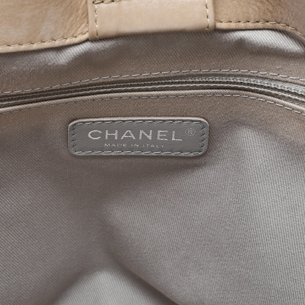 CHANEL Sparkle Leather Coco Mark 2WAY Chain Shoulder Beige Silver-Tone Hardware, Pre-Owned