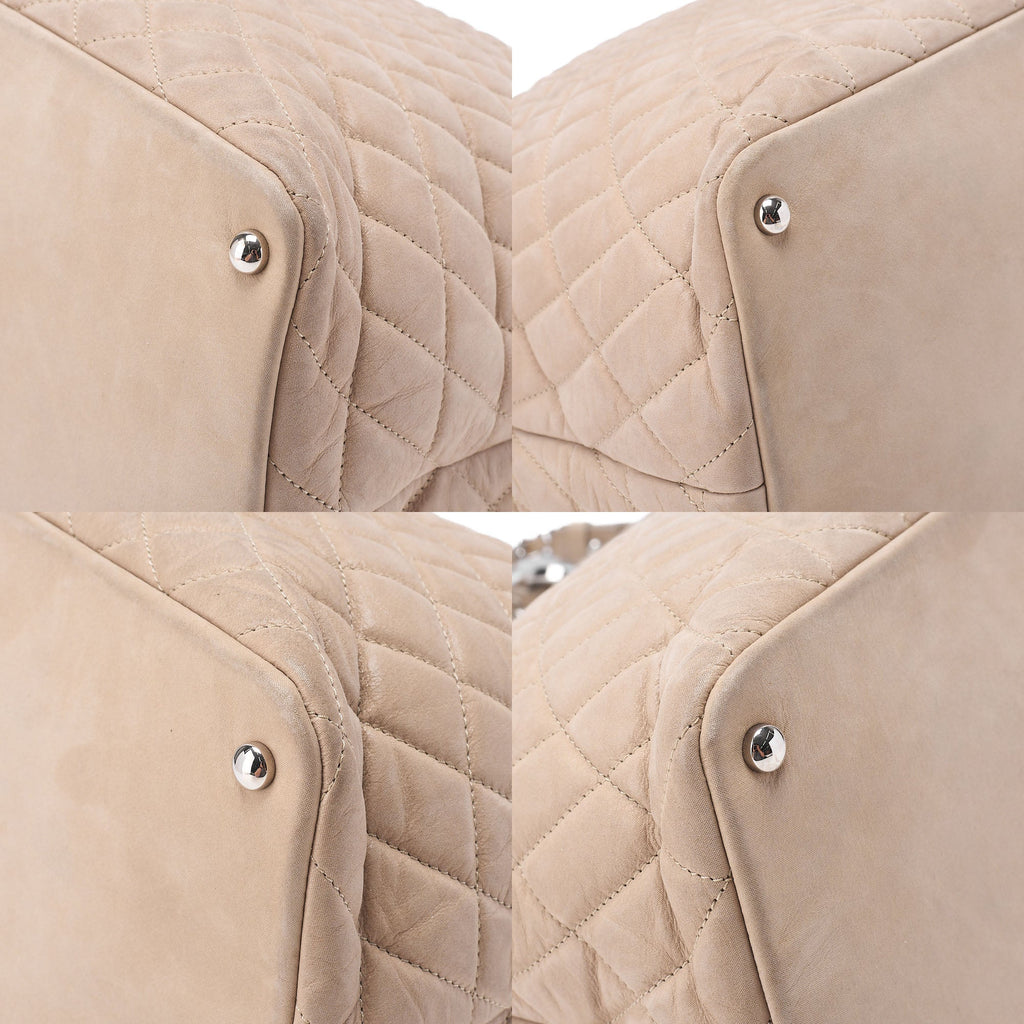 CHANEL Sparkle Leather Coco Mark 2WAY Chain Shoulder Beige Silver-Tone Hardware, Pre-Owned