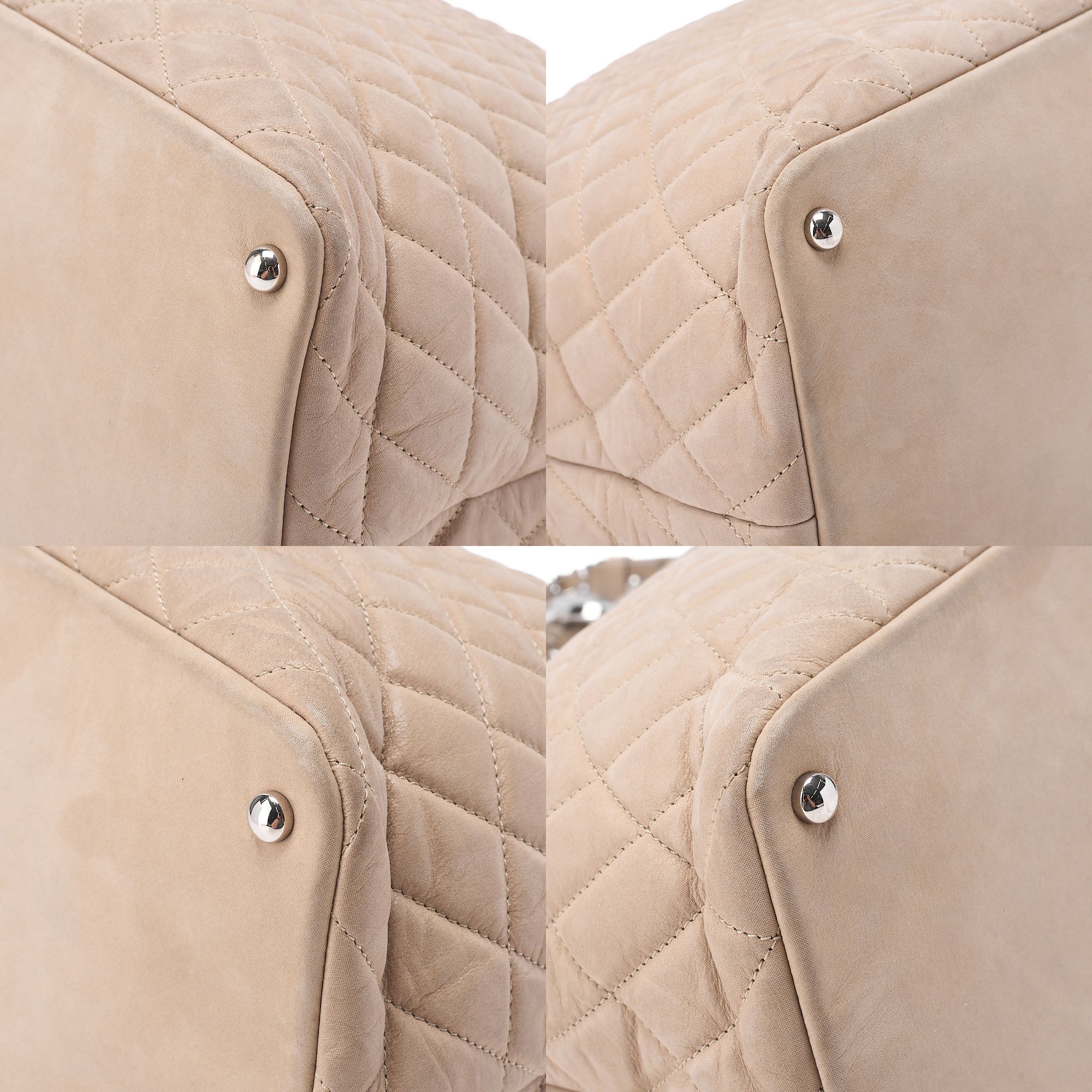 CHANEL Sparkle Leather Coco Mark 2WAY Chain Shoulder Beige Silver-Tone Hardware, Pre-Owned