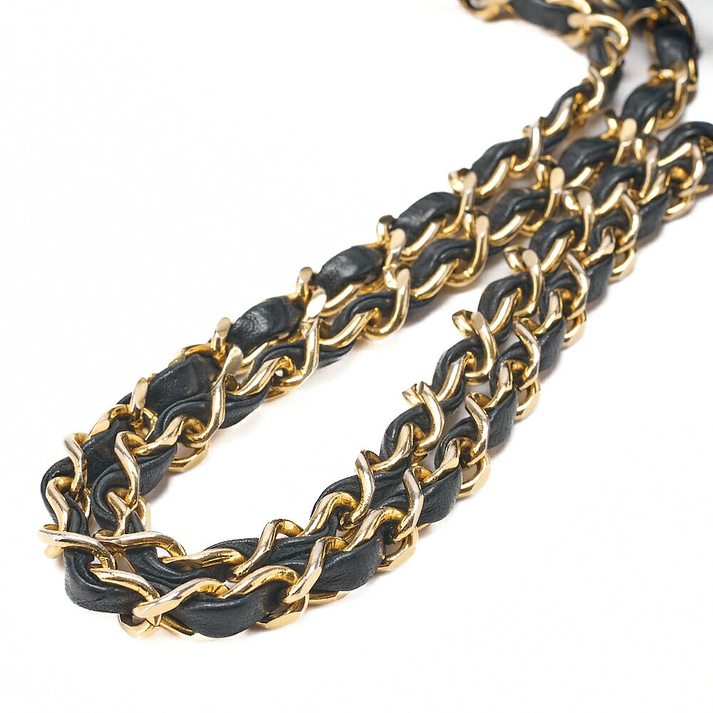 CHANEL Lambskin Matelasse 25cm Double Flap Chain Shoulder Black Gold-Tone Hardware, Pre-Owned