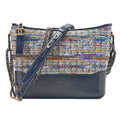 CHANEL Vintage Calf x Tweed Gabrielle de Chanel Chain Shoulder Navy x Multicolor Silver x Gold-Tone Hardware, Pre-Owned