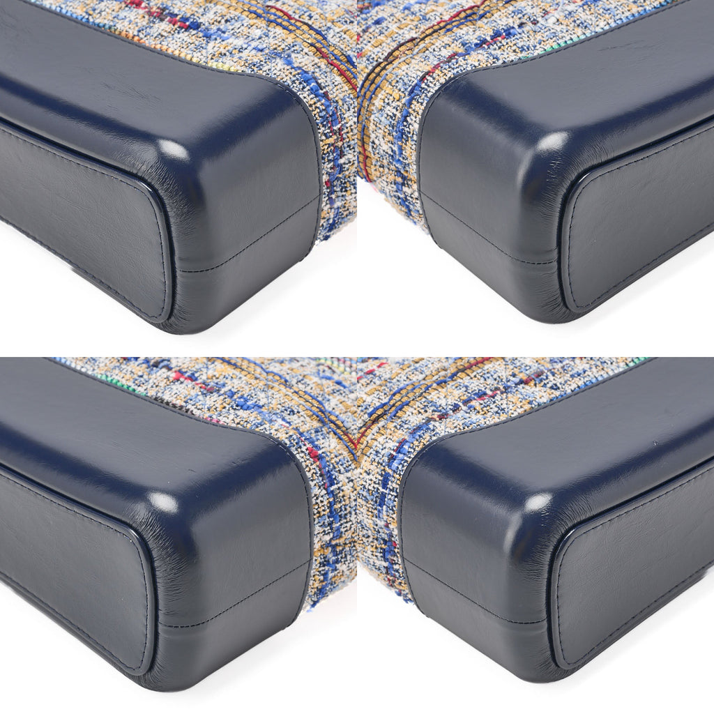 CHANEL Vintage Calf x Tweed Gabrielle de Chanel Chain Shoulder Navy x Multicolor Silver x Gold-Tone Hardware, Pre-Owned