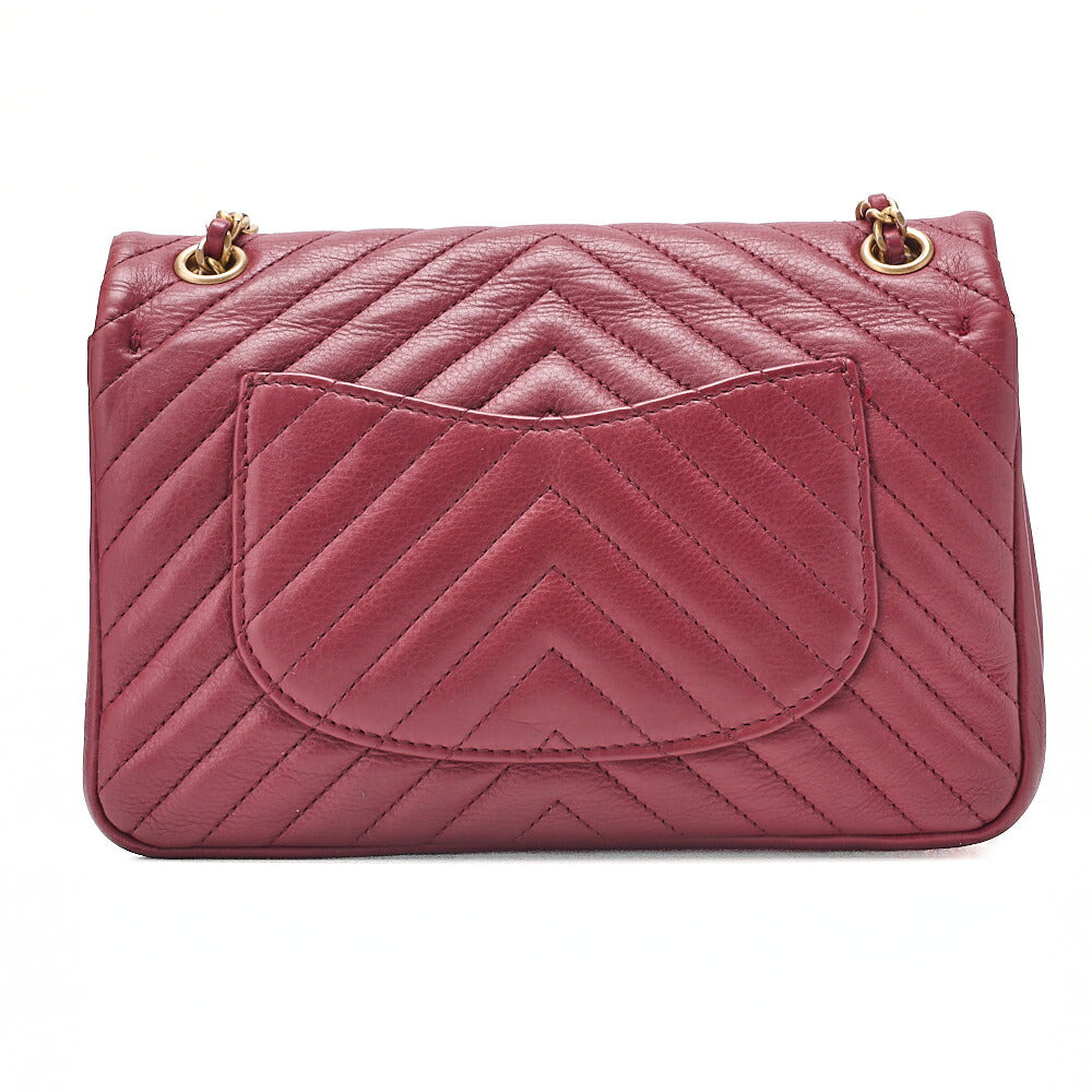 CHANEL Calfskin Chevron Single Chain Shoulder Bordeaux Gold-Tone Hardware, Pre-Owned