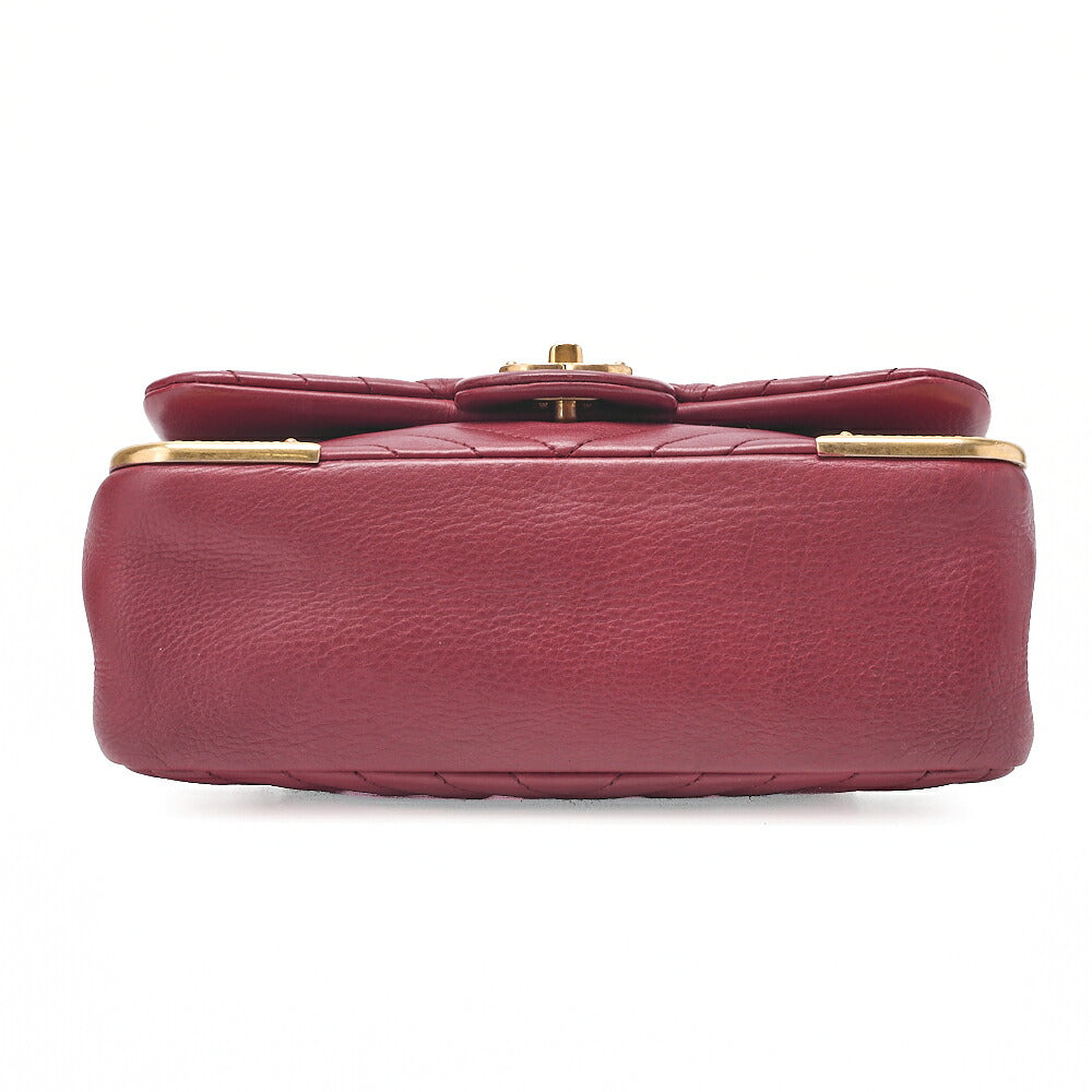 CHANEL Calfskin Chevron Single Chain Shoulder Bordeaux Gold-Tone Hardware, Pre-Owned