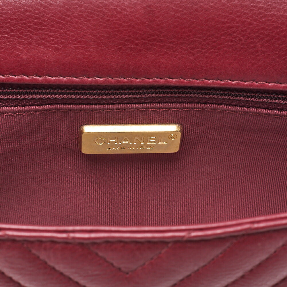 CHANEL Calfskin Chevron Single Chain Shoulder Bordeaux Gold-Tone Hardware, Pre-Owned
