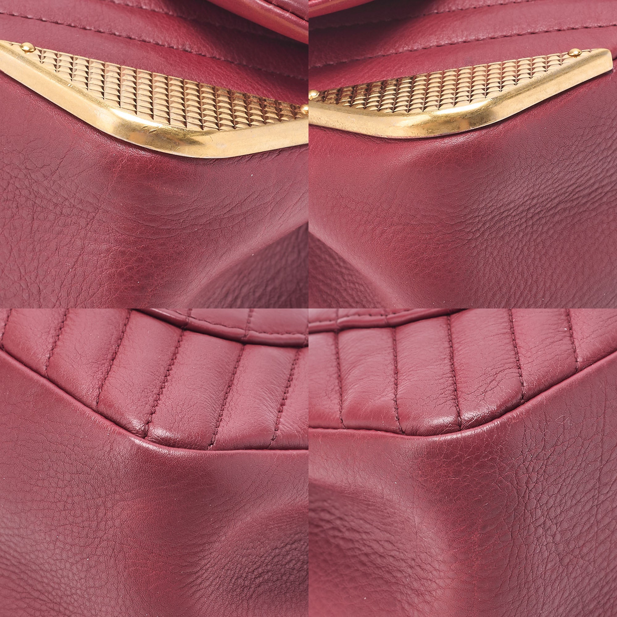 CHANEL Calfskin Chevron Single Chain Shoulder Bordeaux Gold-Tone Hardware, Pre-Owned