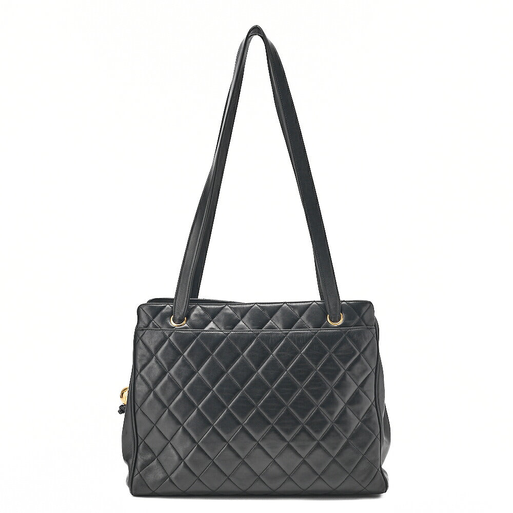 CHANEL Lambskin Matelasse Ball Charm Shoulder Black Gold-Tone Hardware, Pre-Owned