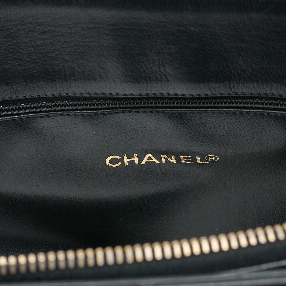 CHANEL Lambskin Matelasse Ball Charm Shoulder Black Gold-Tone Hardware, Pre-Owned