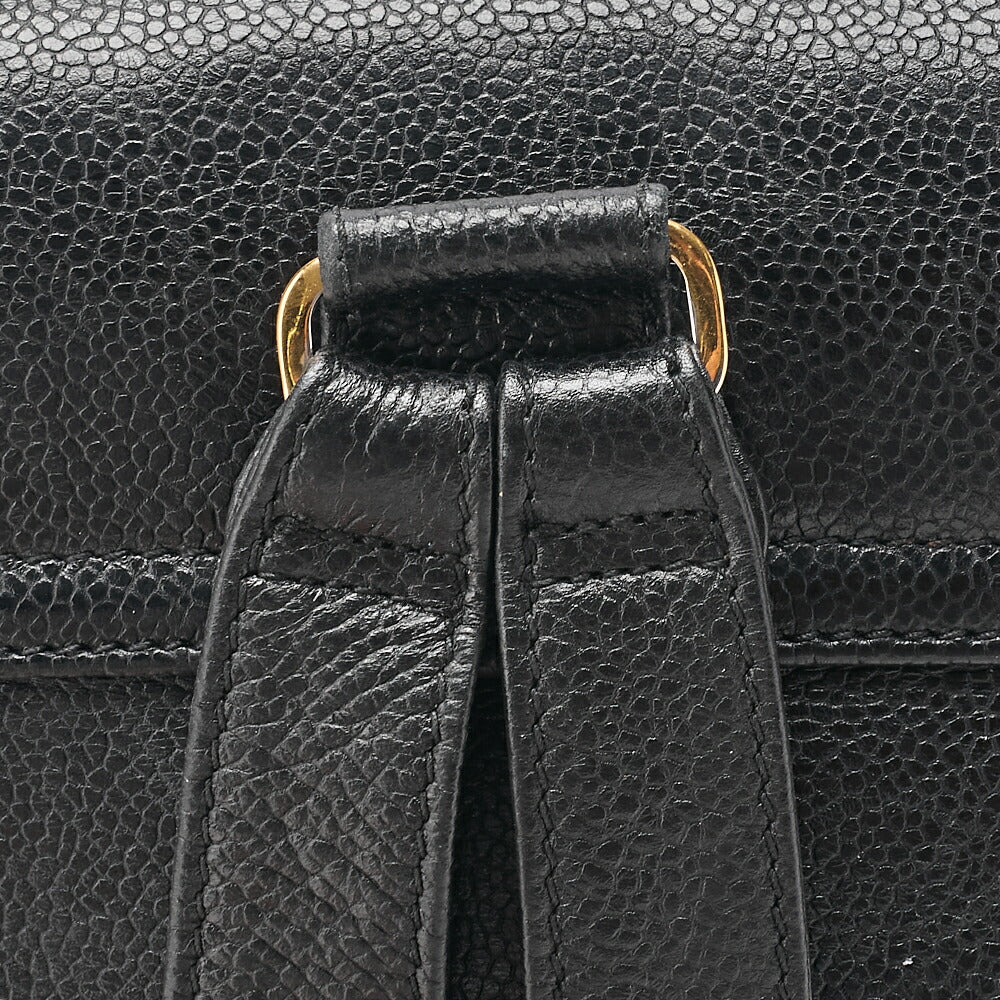 CHANEL Triple Coco Mark Turnlock Chain Backpack Caviar Skin Black Gold-Tone Hardware, Pre-Owned