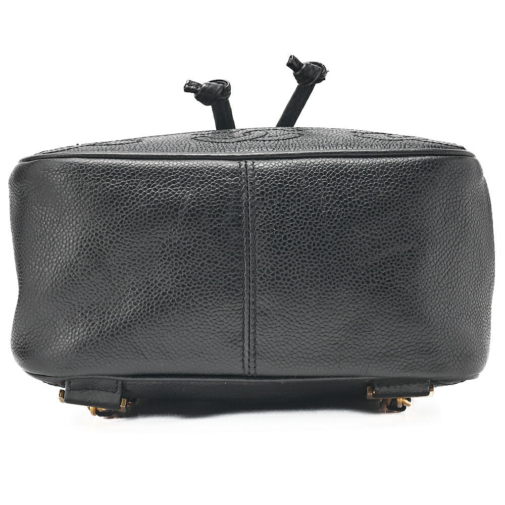 CHANEL Triple Coco Mark Turnlock Chain Backpack Caviar Skin Black Gold-Tone Hardware, Pre-Owned