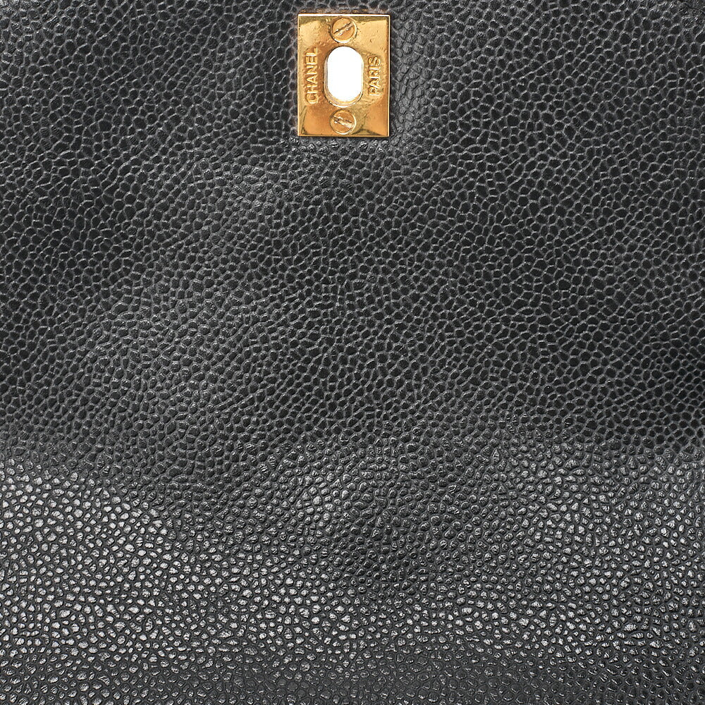 CHANEL Triple Coco Mark Turnlock Chain Backpack Caviar Skin Black Gold-Tone Hardware, Pre-Owned